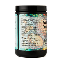 Santa Cruz Paleo bottle on gym counter for easy pre-workout prep