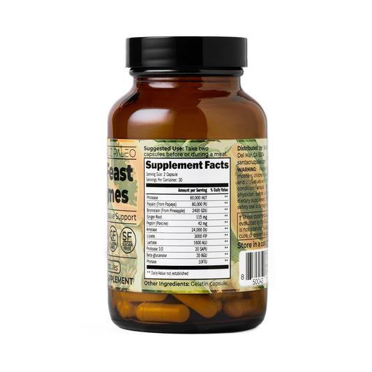 Santa Cruz Paleo capsules close-up highlighting protein digestion support