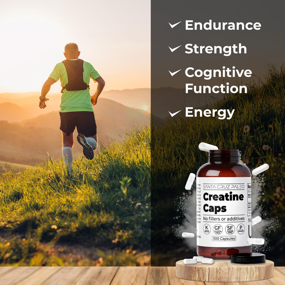 Ingredients panel on Santa Cruz Paleo Creatine Capsules packaging