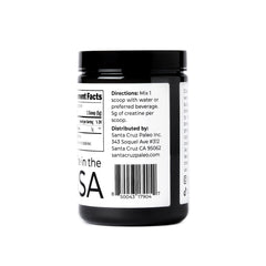 Santa Cruz Paleo creatine monohydrate label with gluten-free and keto-friendly notes.