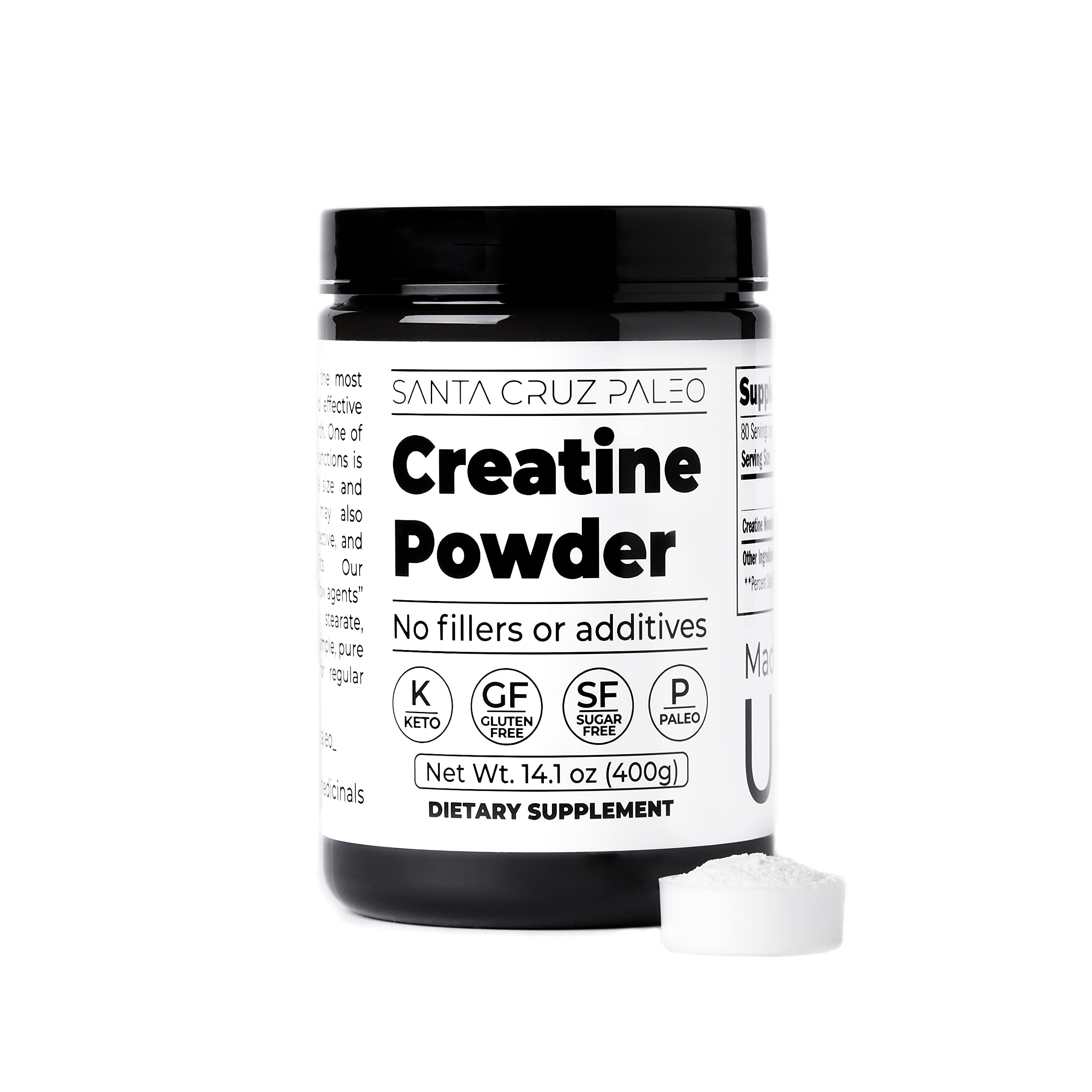 Santa Cruz Paleo creatine container in bag ready for travel or gym.