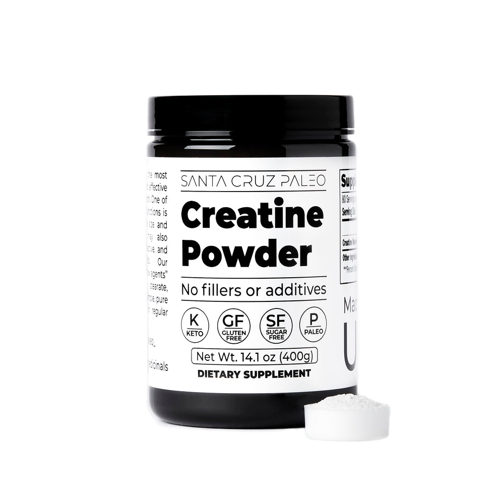 Santa Cruz Paleo creatine container in bag ready for travel or gym.