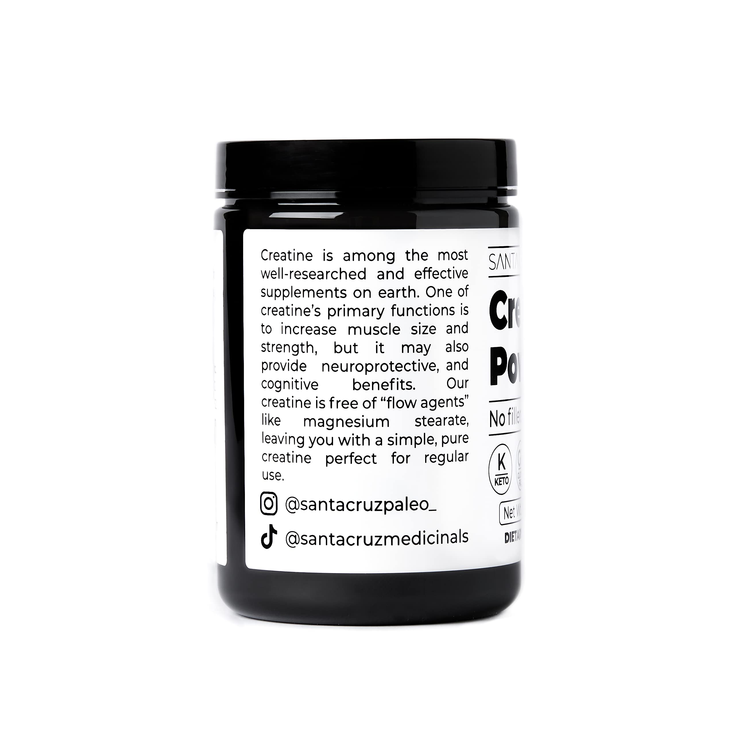 Santa Cruz Paleo creatine powder with scoop for consistent 5 g servings.
