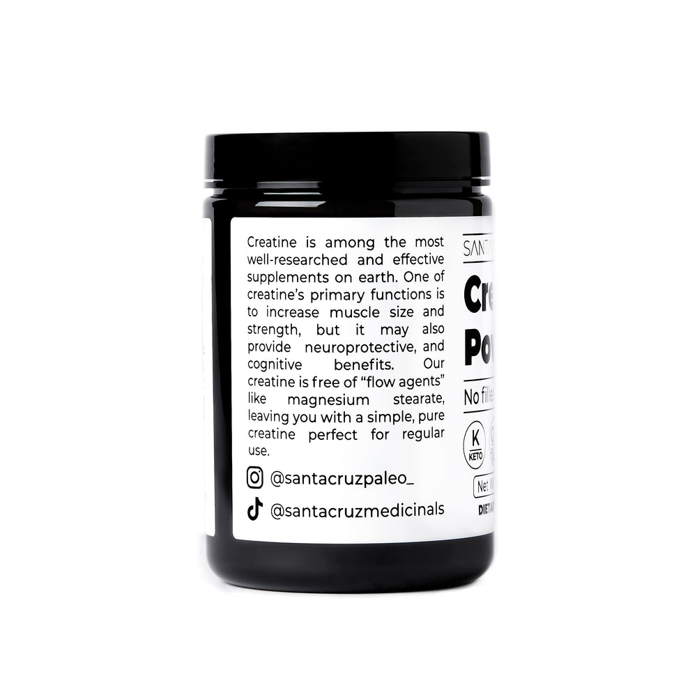 Santa Cruz Paleo creatine powder with scoop for consistent 5 g servings.