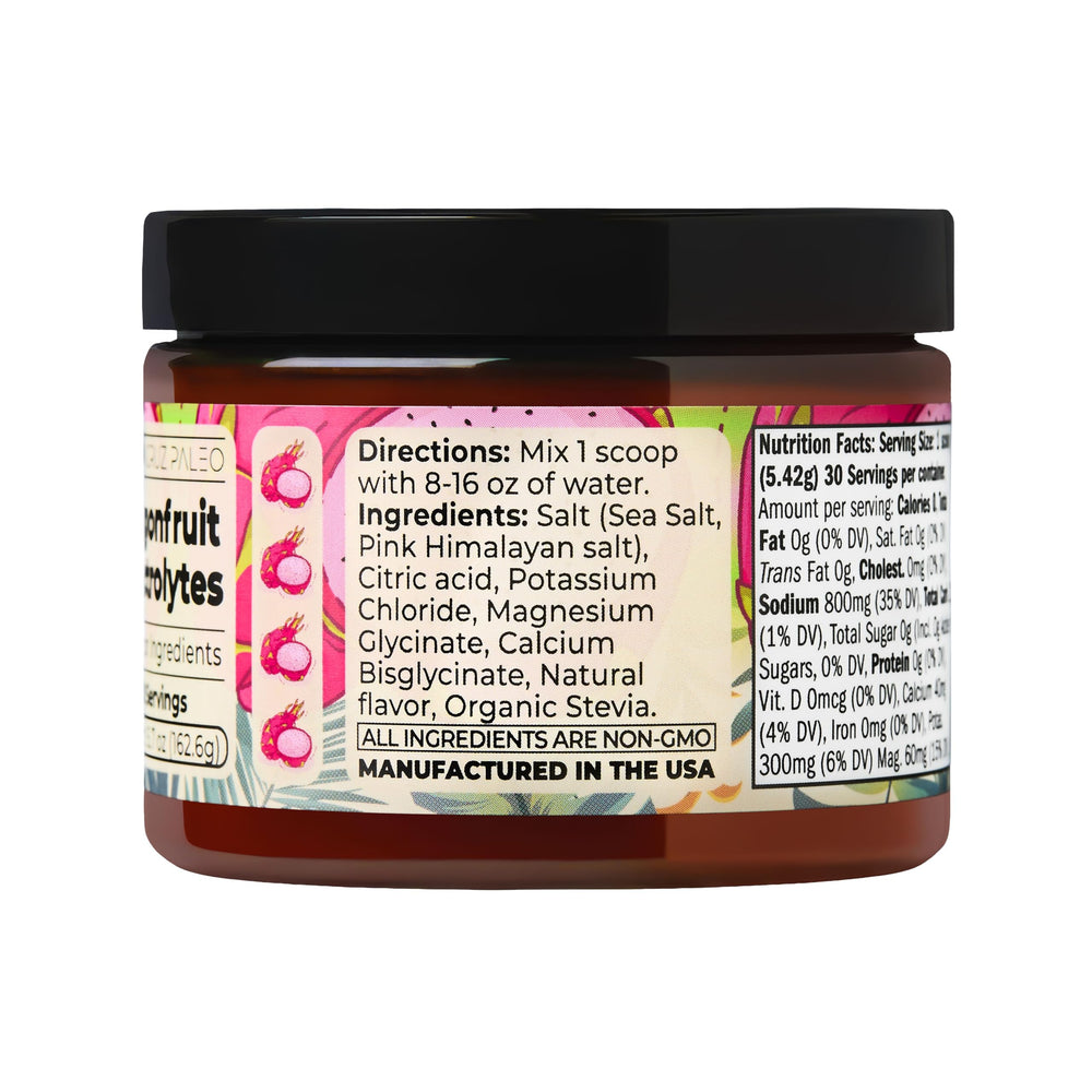 Santa Cruz Paleo Dragon Fruit flavor dissolving crystals in water.