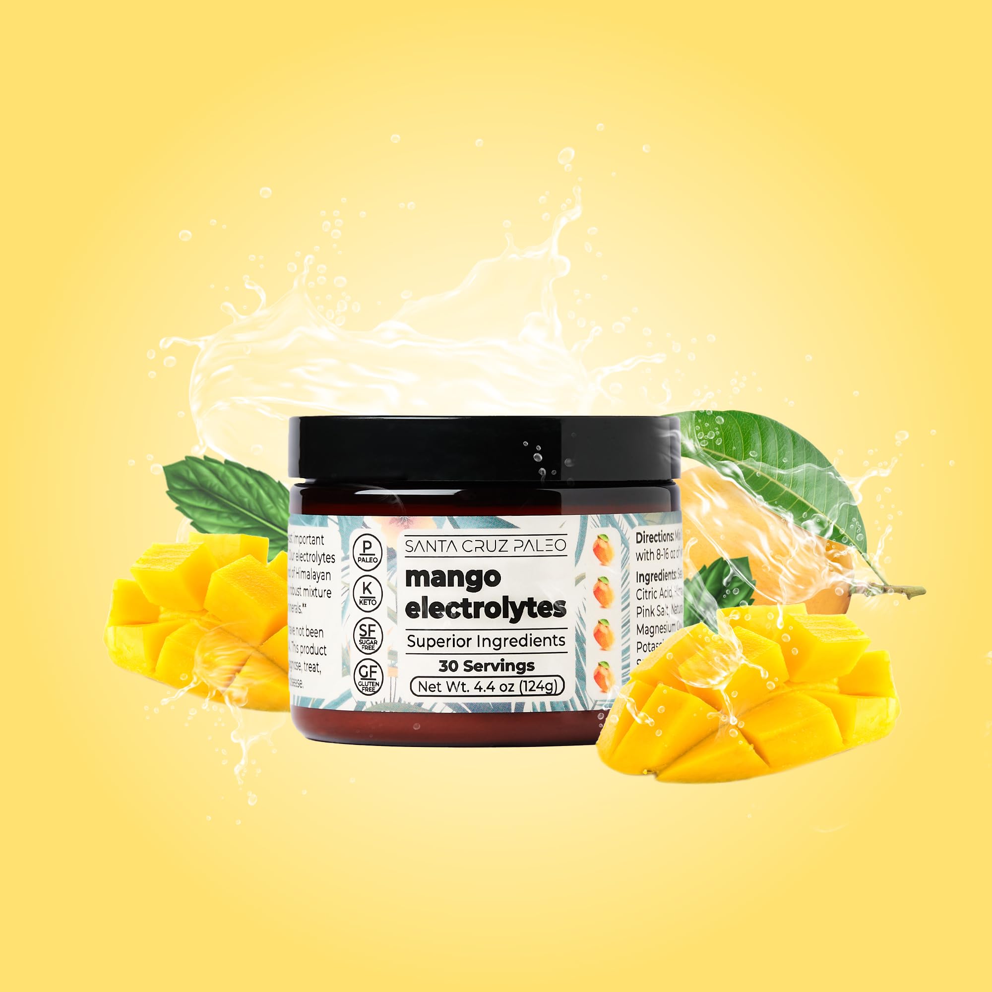Santa Cruz Paleo Electrolyte Mango scoop dispensing for easy serving.