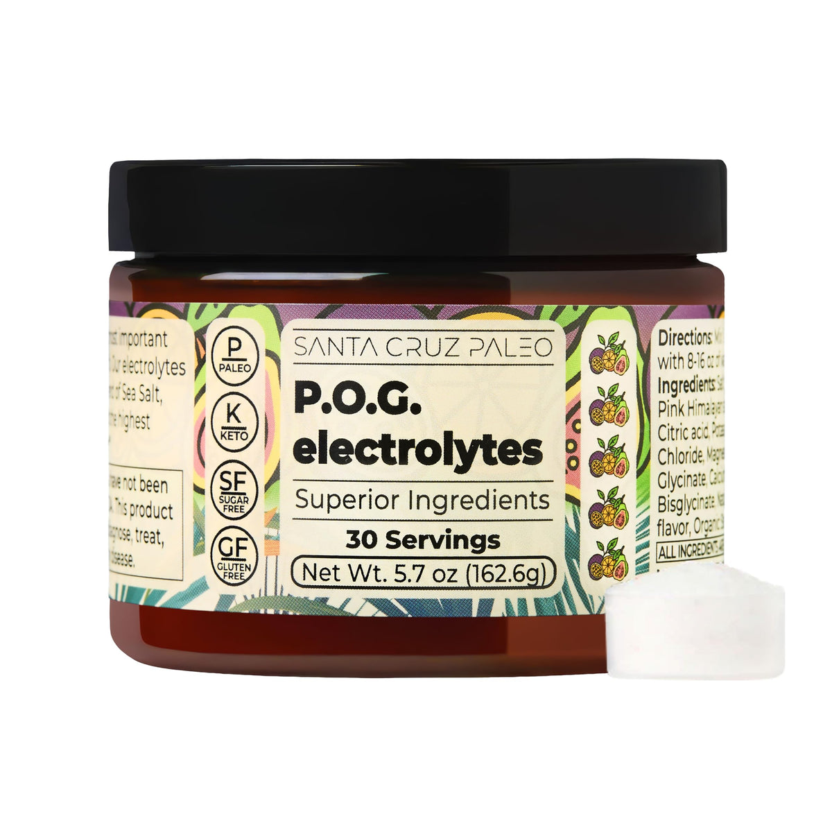 Santa Cruz Paleo P.O.G. electrolyte bottle ready for on-the-go hydration.