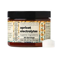 Santa Cruz Paleo Electrolyte Powder apricot bottle for on-the-go hydration