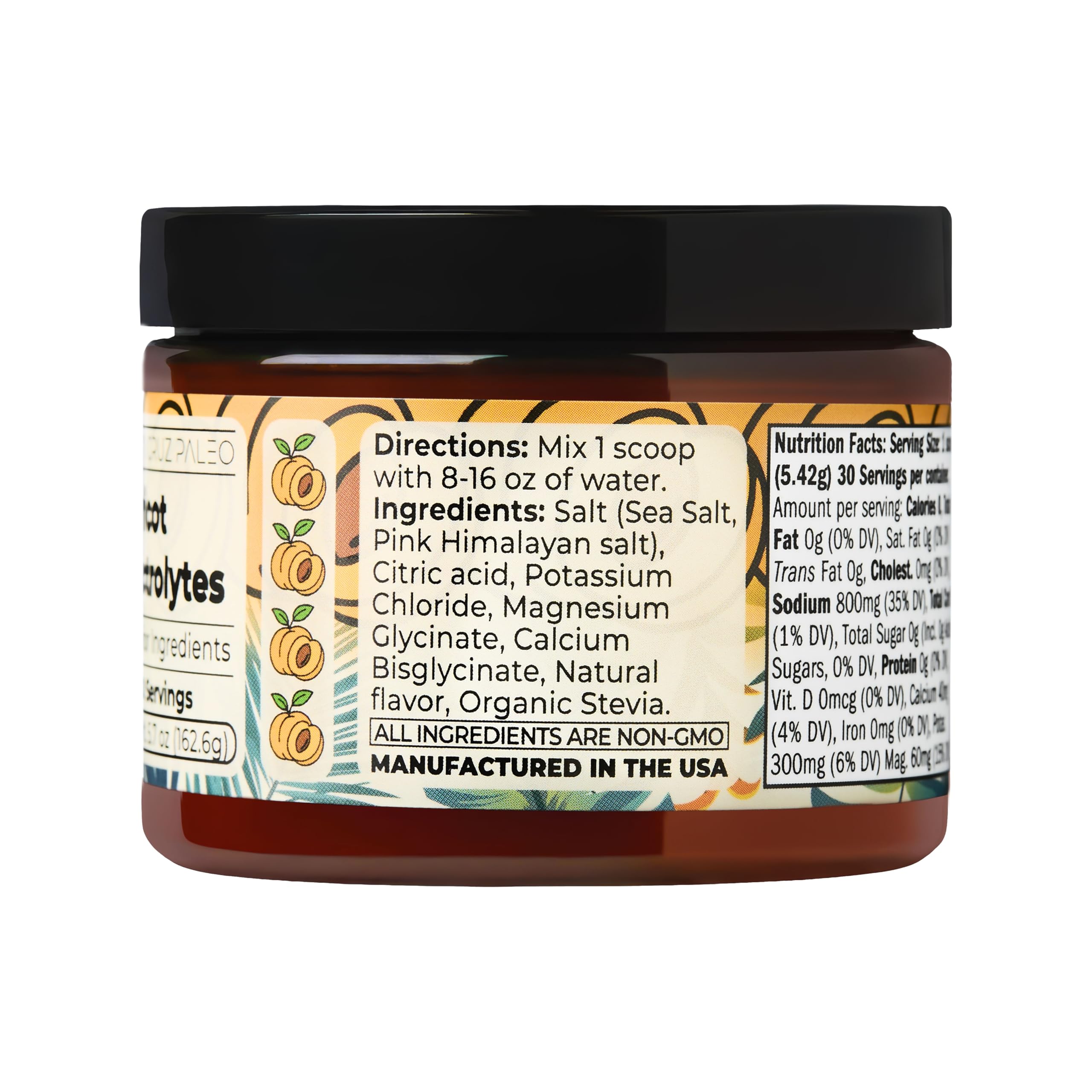 Santa Cruz Paleo electrolyte powder label highlighting Himalayan salt minerals