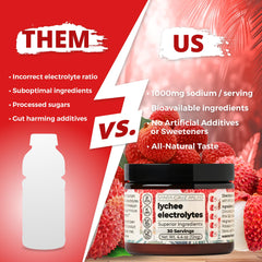 Santa Cruz Paleo Lychee electrolyte powder scoop pouring into water for quick hydration