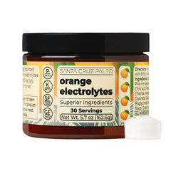 Santa Cruz Paleo Electrolyte Powder orange tub for sugar-free hydration.