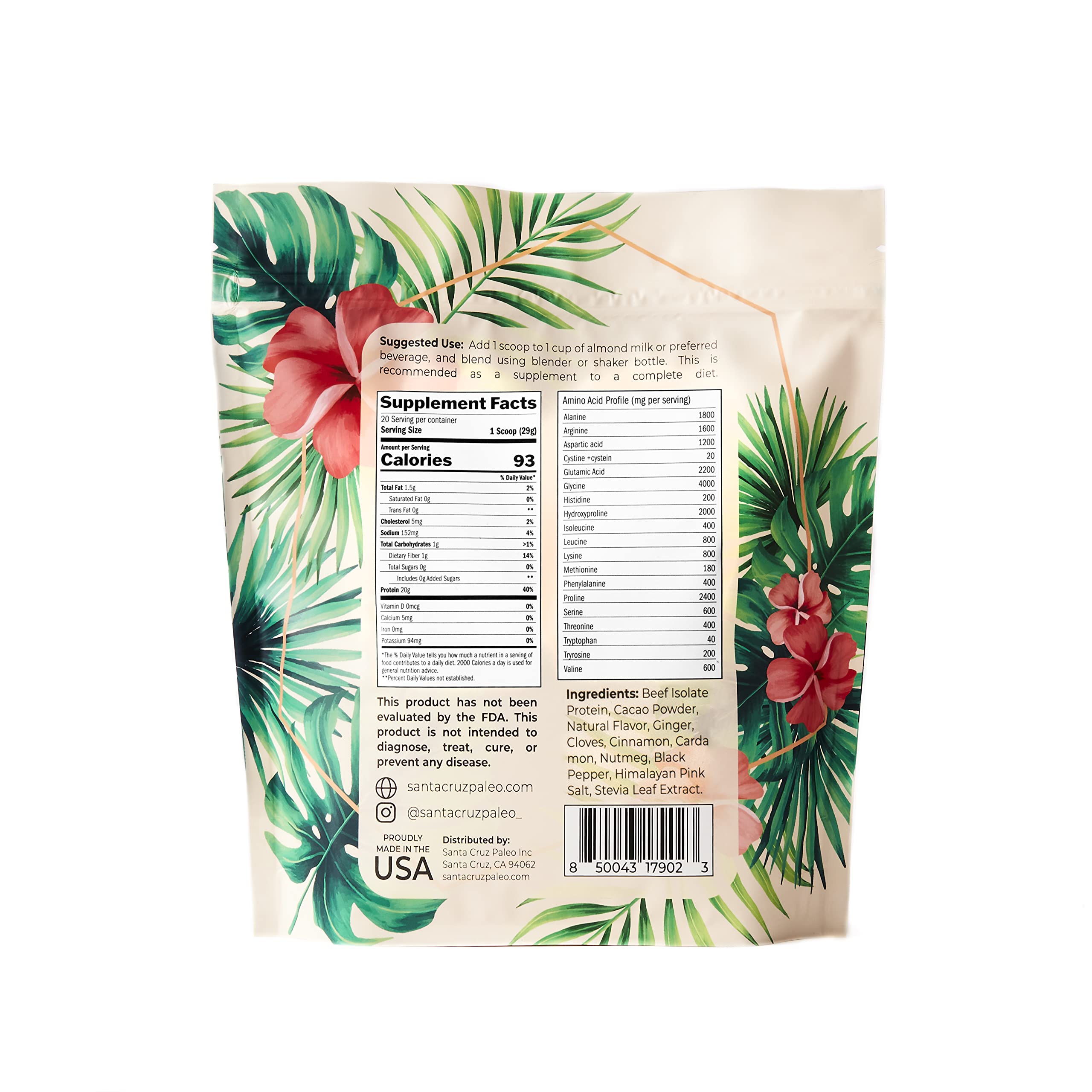 Santa Cruz Paleo horchata beef isolate shake glass ready for keto-friendly shakes