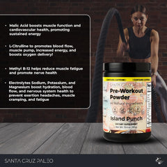 Island Punch powder, mixed in a glass for refreshing electrolyte hydration.
