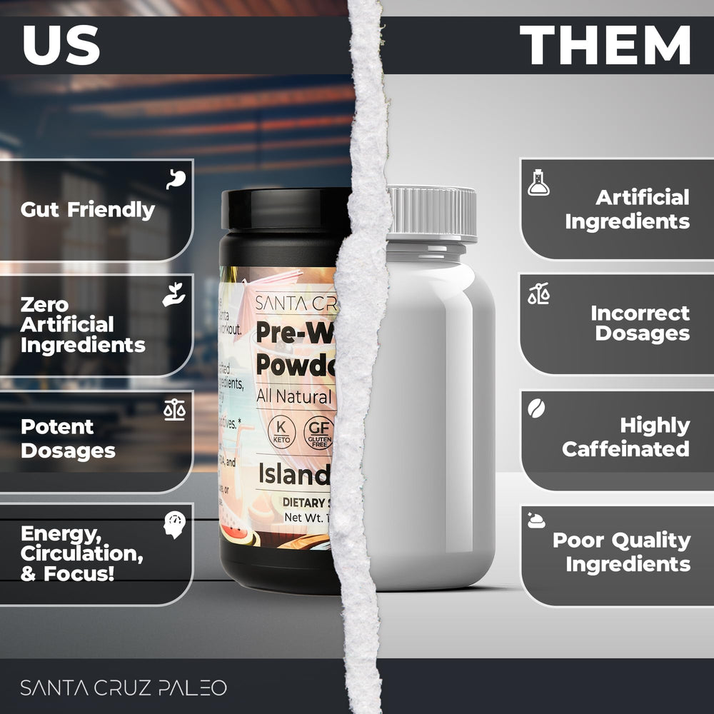 Santa Cruz Paleo Island Punch mixing action highlighting easy preparation.