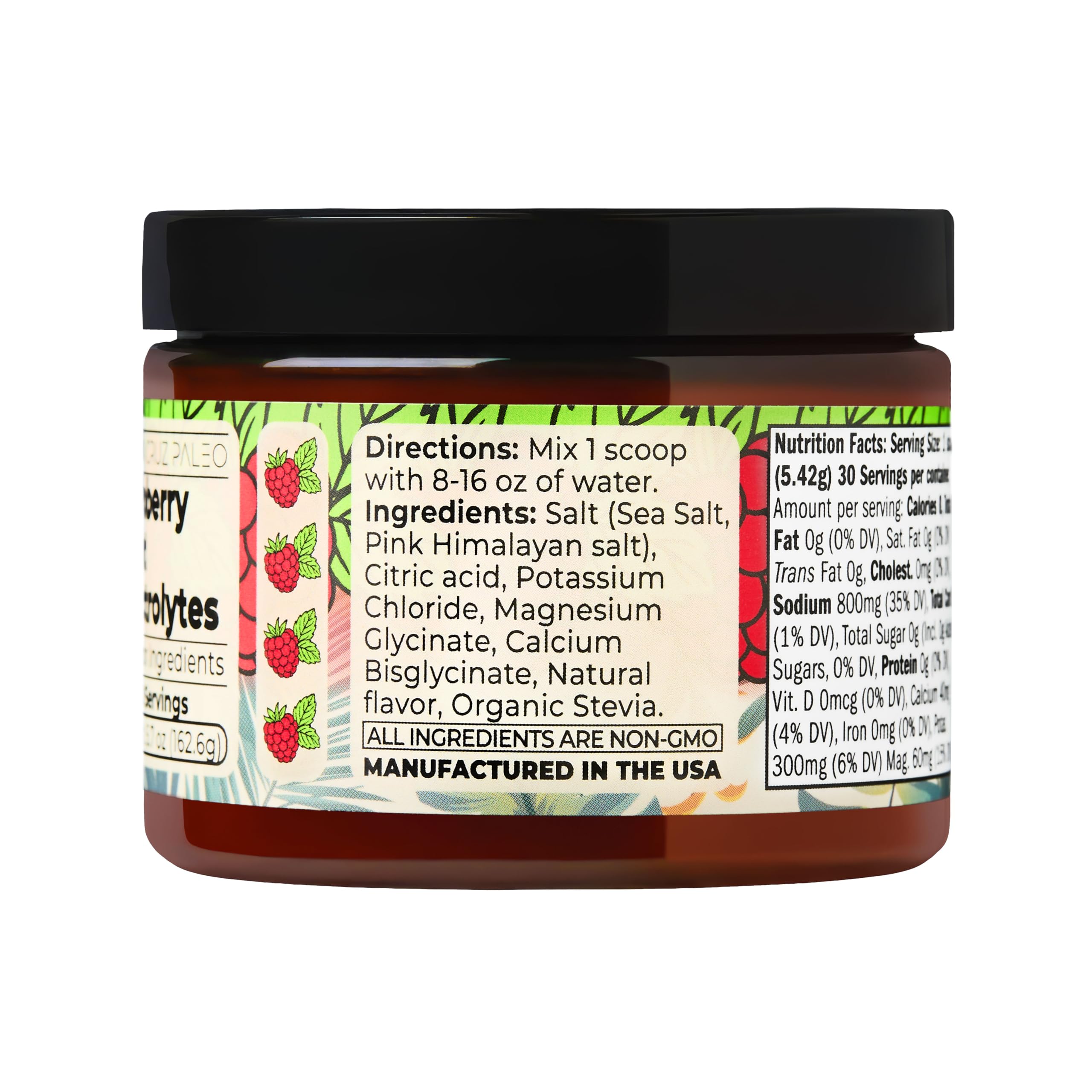 Potassium chloride detail highlights electrolyte blend from Santa Cruz Paleo.