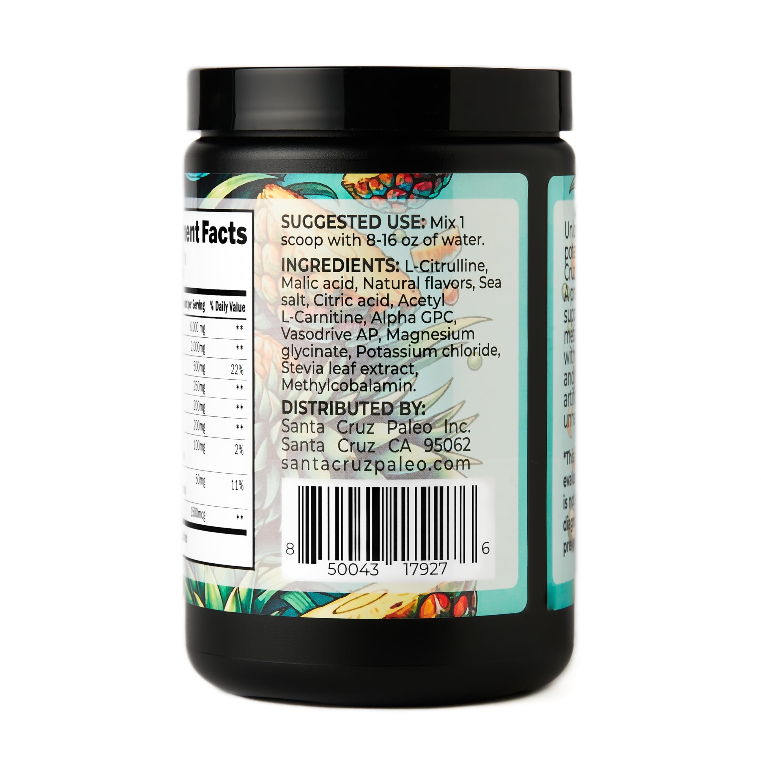 Santa Cruz Paleo pre-workout ingredients panel highlighting minerals and citrulline