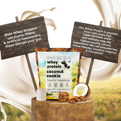 Overnight oats with Santa Cruz Paleo Whey Protein Coconut Cookie boost protein.