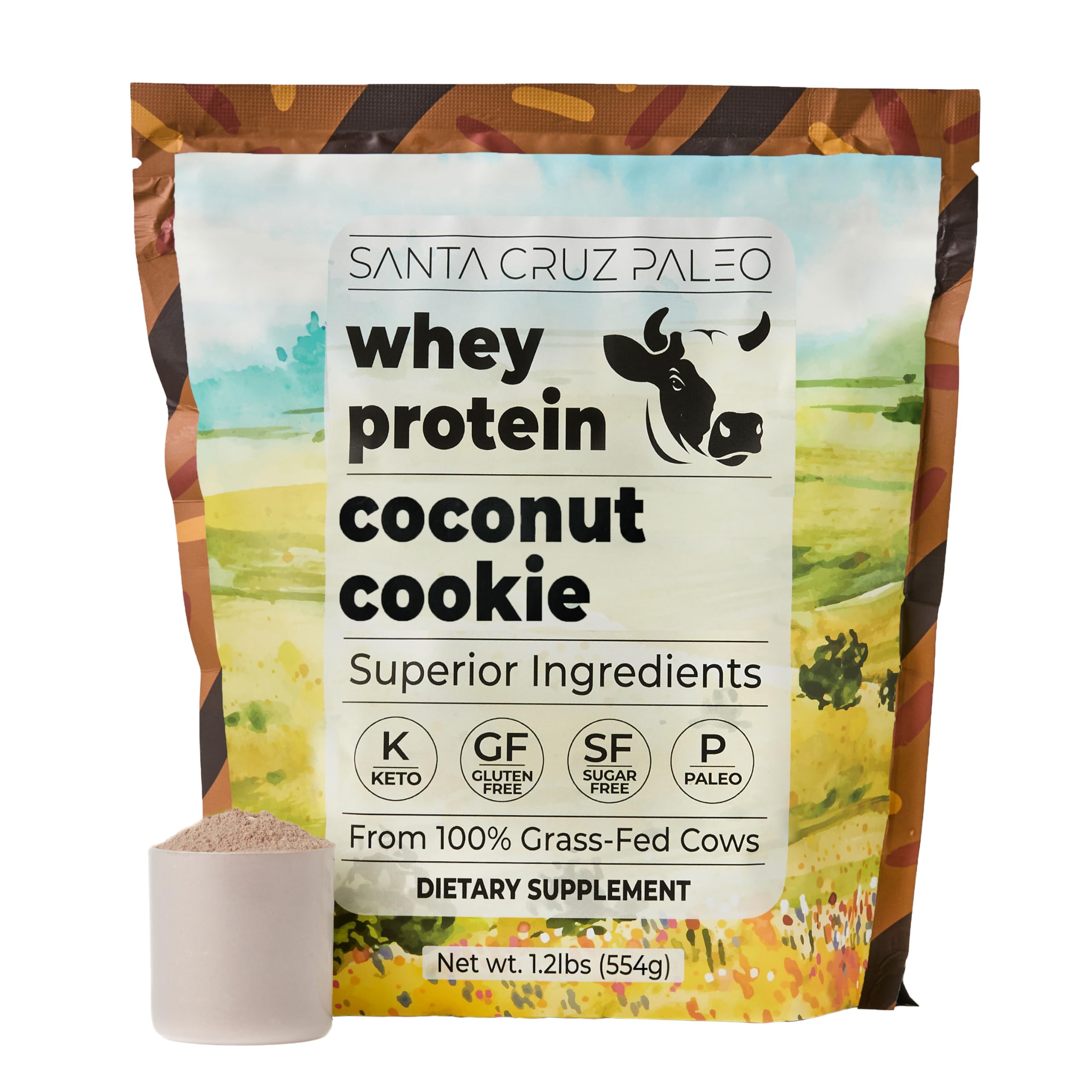 Santa Cruz Paleo Whey Protein Coconut Cookie tub for clean post-workout fueling.