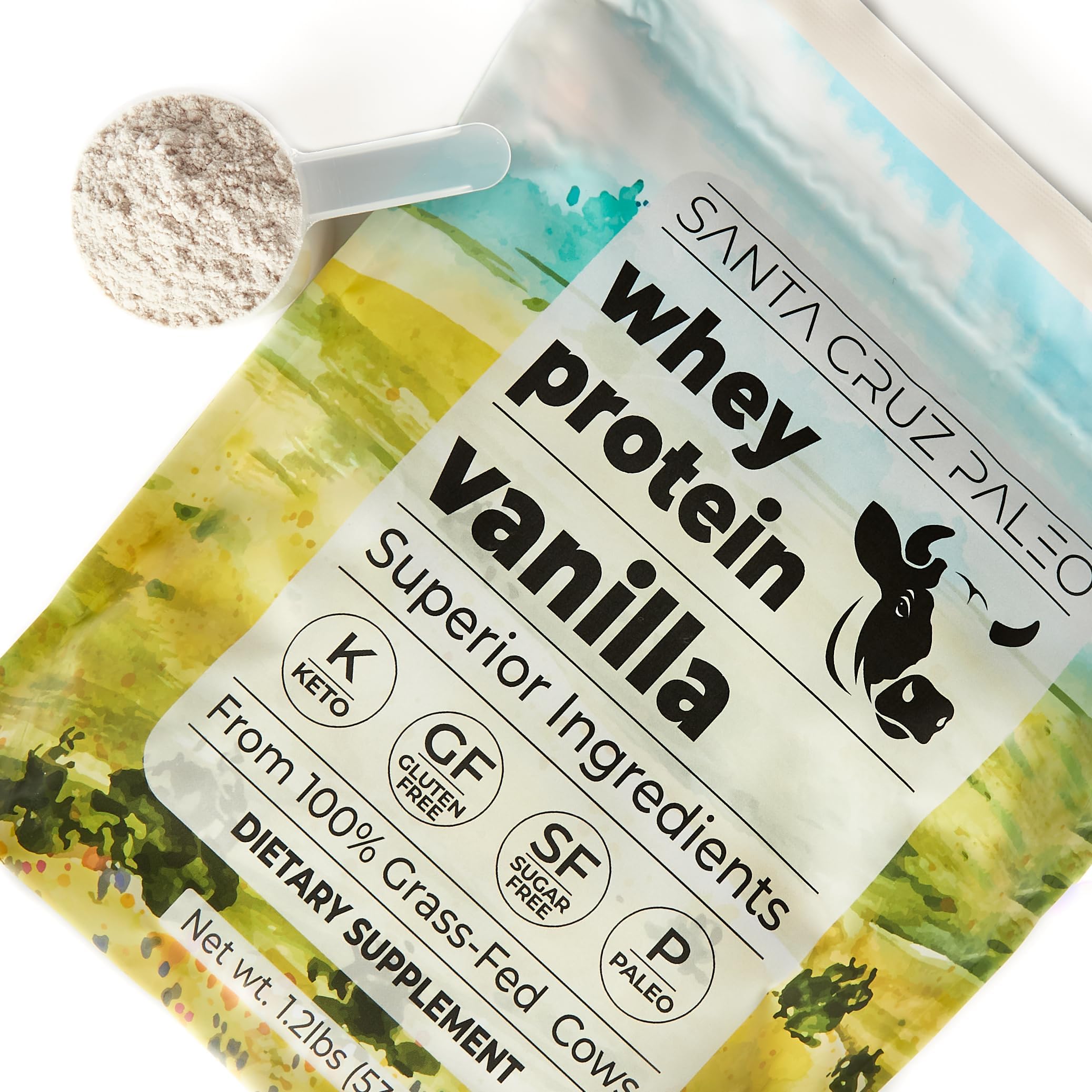Santa Cruz Paleo Whey Vanilla baking jar adds protein to recipes.