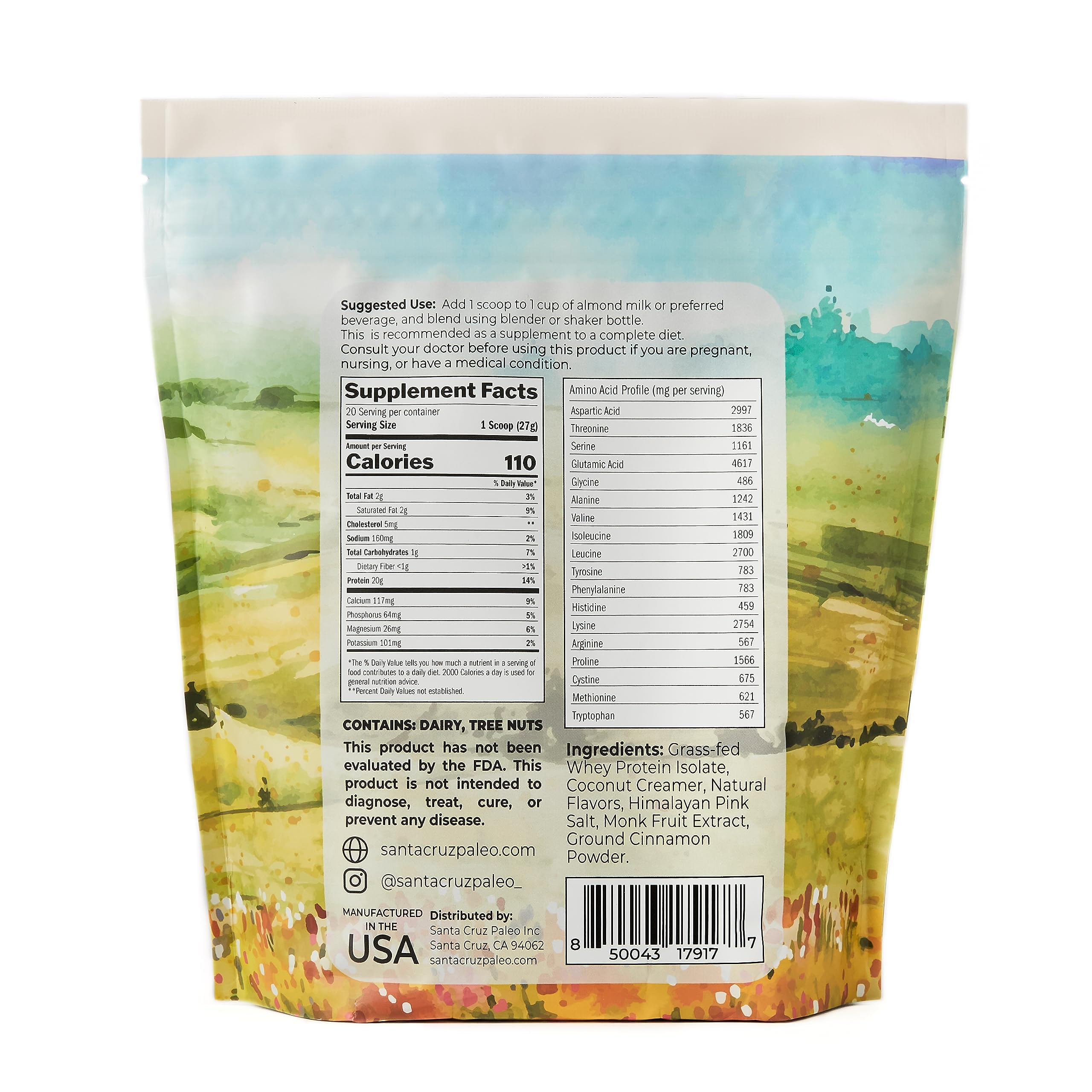Santa Cruz Paleo Whey Vanilla blended into smoothie for a creamy boost.