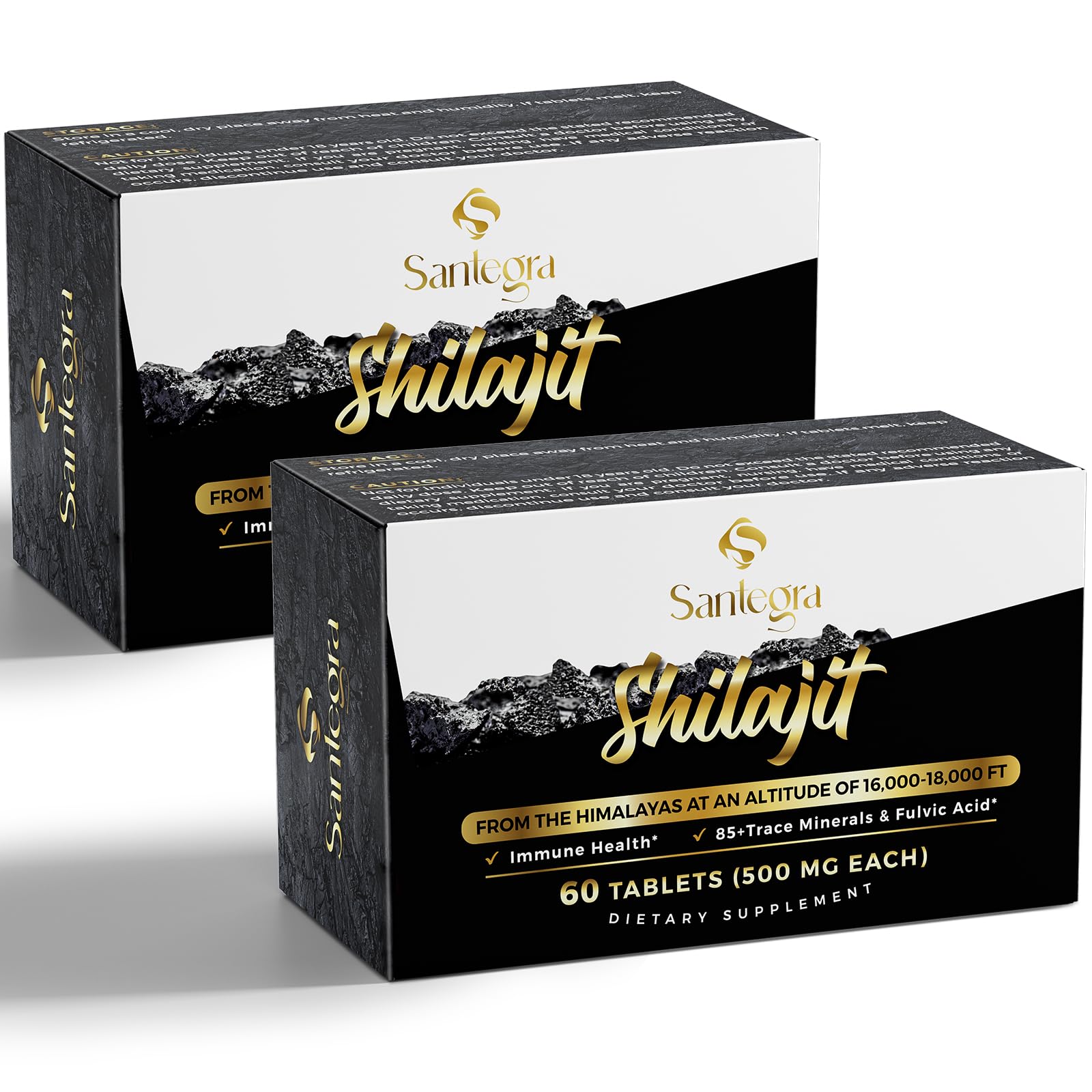 Santegra Shilajit tablets bottle front view for easy daily supplementation.