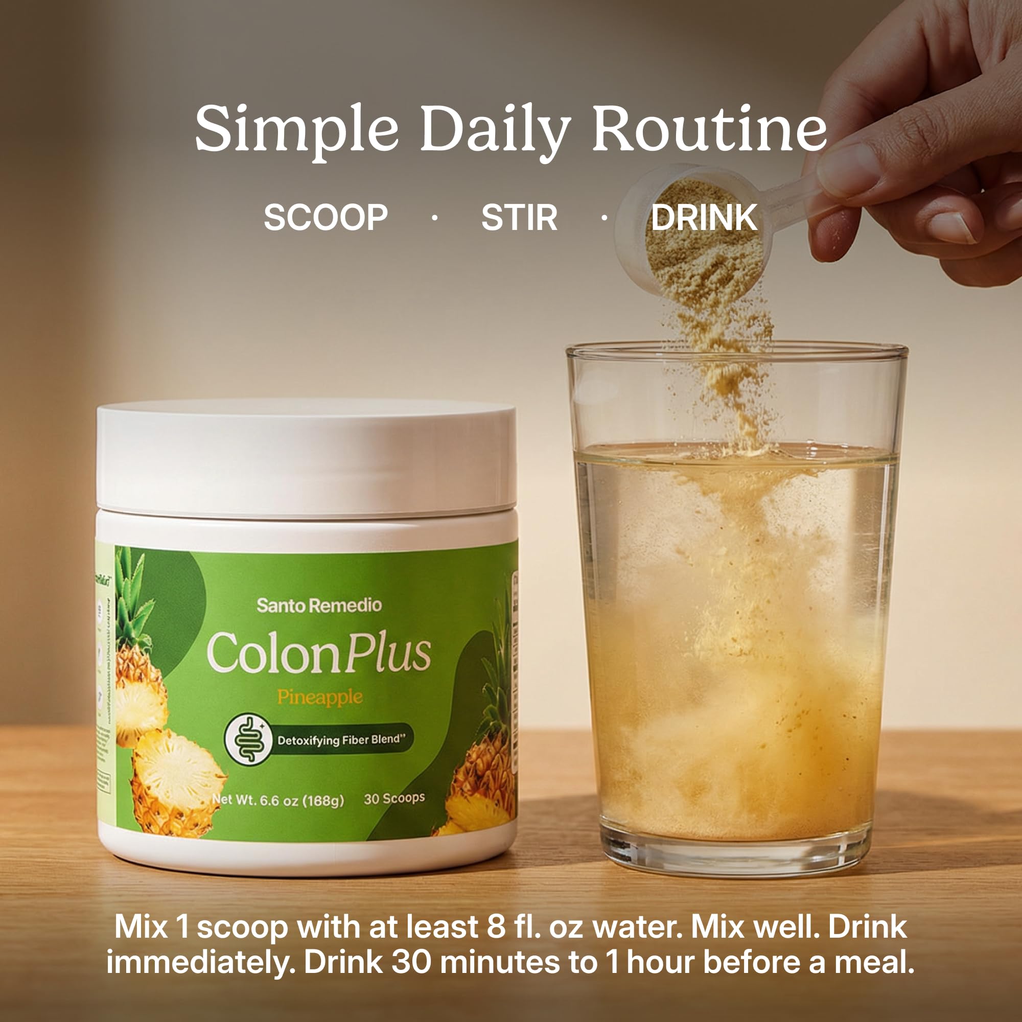 Pineapple-fruit beside Santo Remedio Colon Plus to highlight flavor