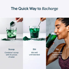 Santo Remedio Hydration Plus bottle pouring to show convenient low-calorie hydration.