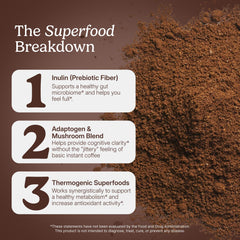 Santo Remedio Super Café scoop pouring powder into a cup for quick use.