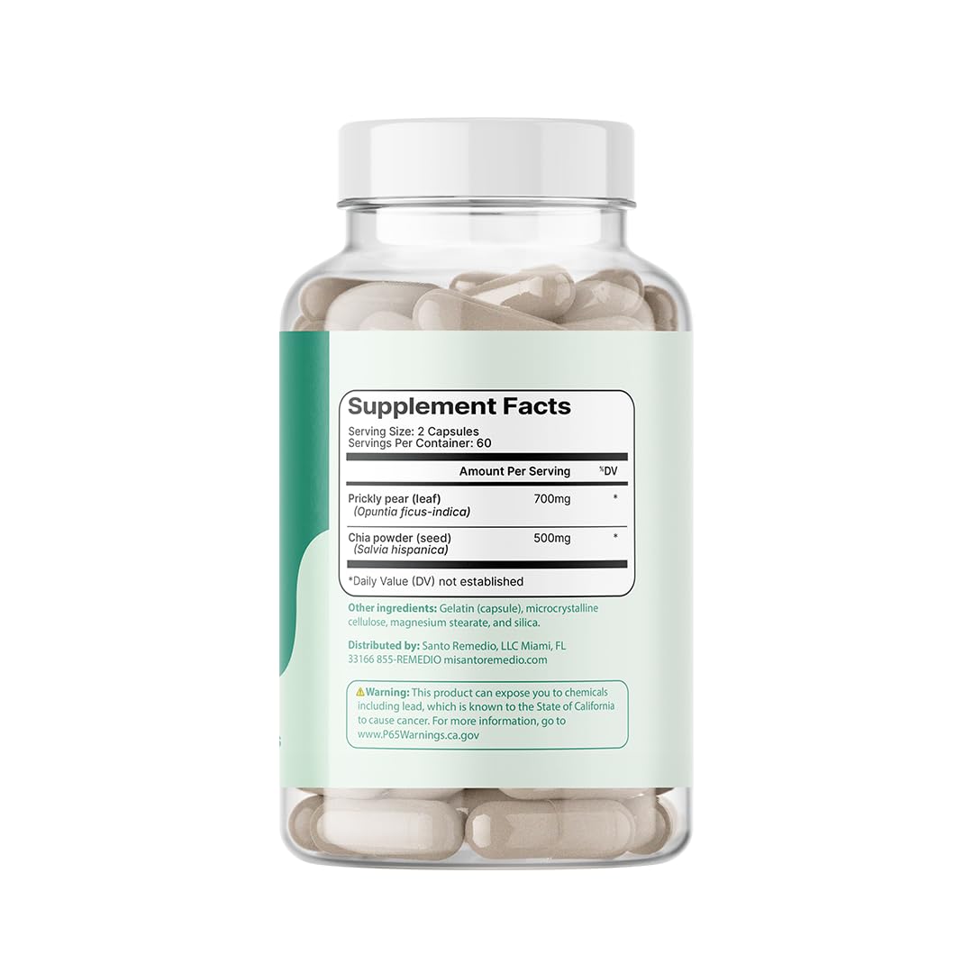 Ingredient list features cactus and chia components