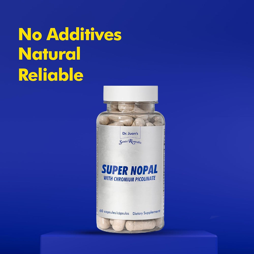Santo Remedio Super Nopal ingredients close-up in glass bottle
