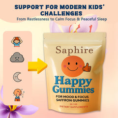 Saphire Happy Gummies passion flower and chamomile blend for calmer moods.