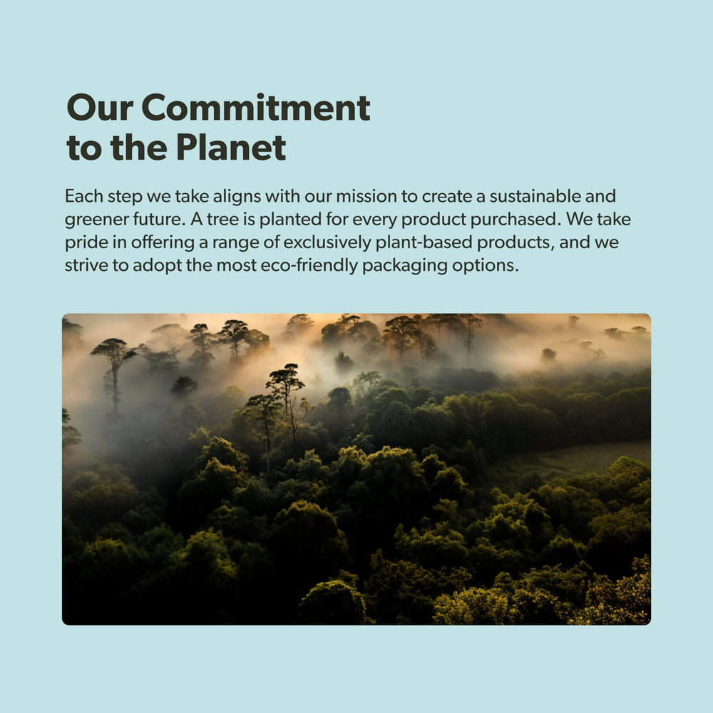 Sapling packaging and bottle messaging emphasizes sustainability and responsibility