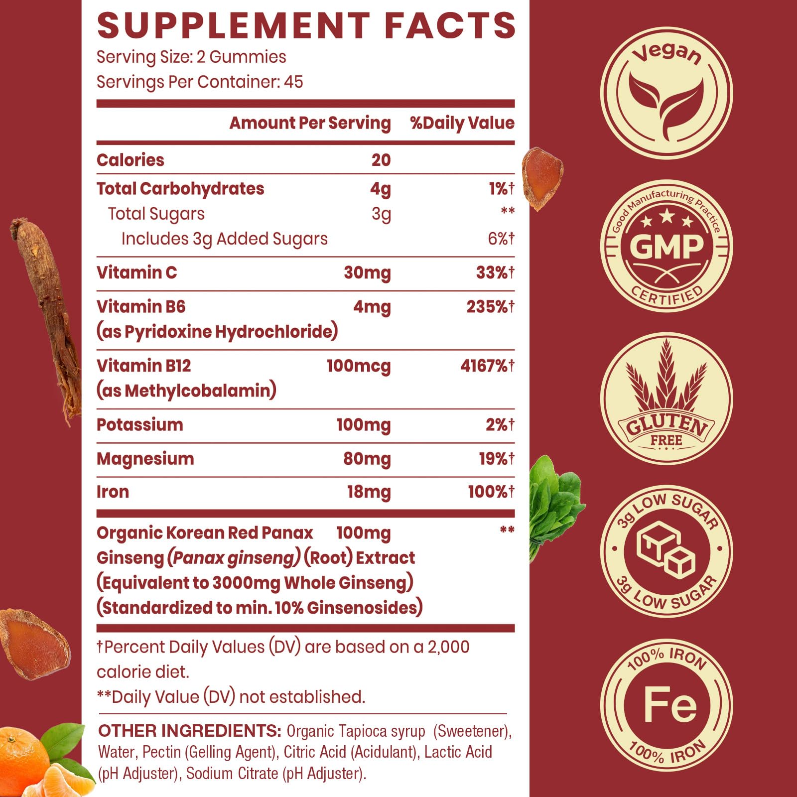 Sapotax Korean Red Panax Ginseng Gummies close-up highlighting chewy texture for easy daily use.