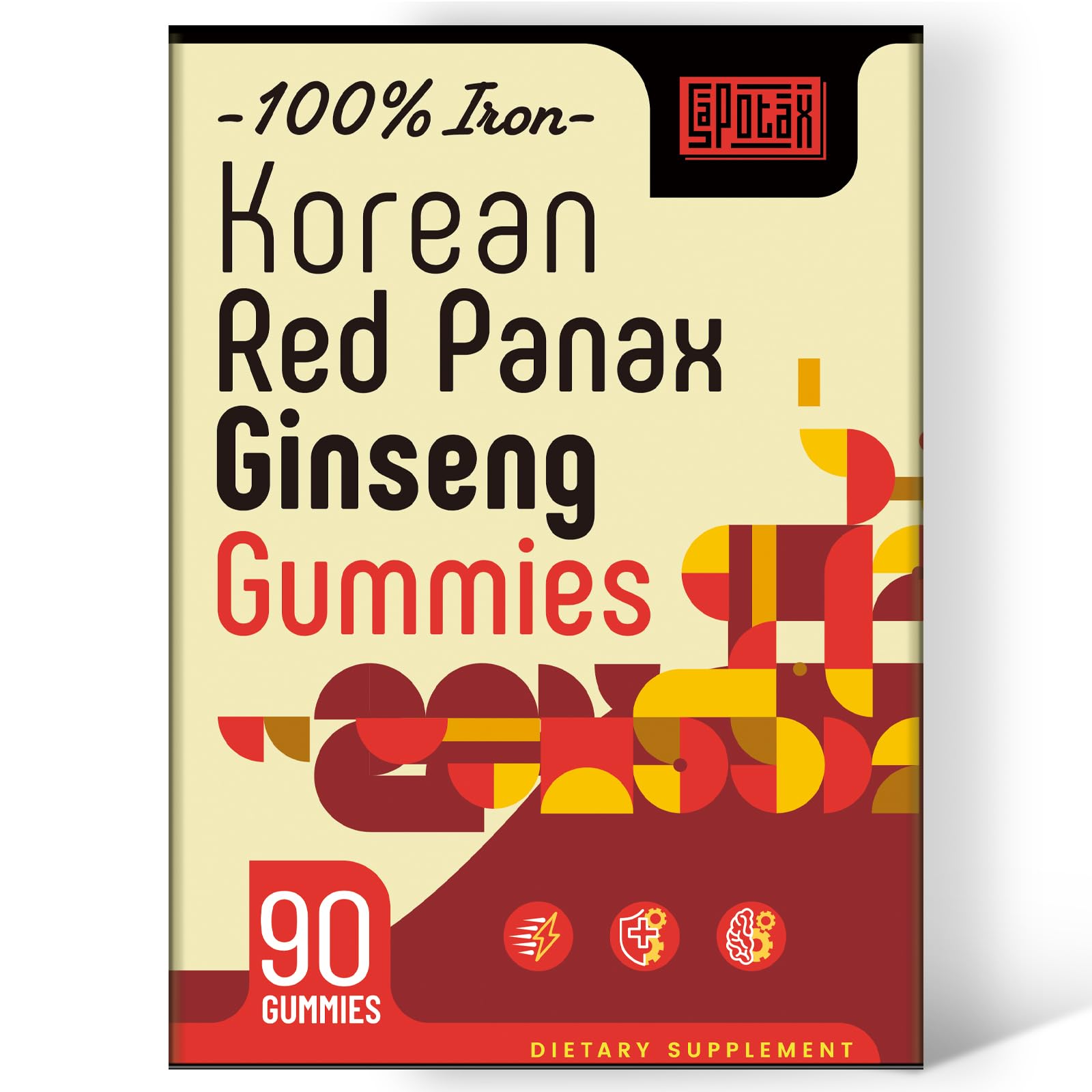 Sapotax Korean Red Panax Ginseng Gummies packaging on display for on-the-go wellness.