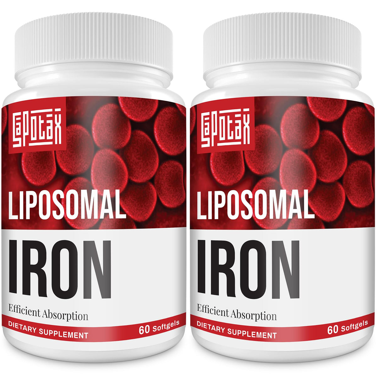 Sapotax Liposomal Fe Iron Softgel bottle closeup for easy daily iron support.