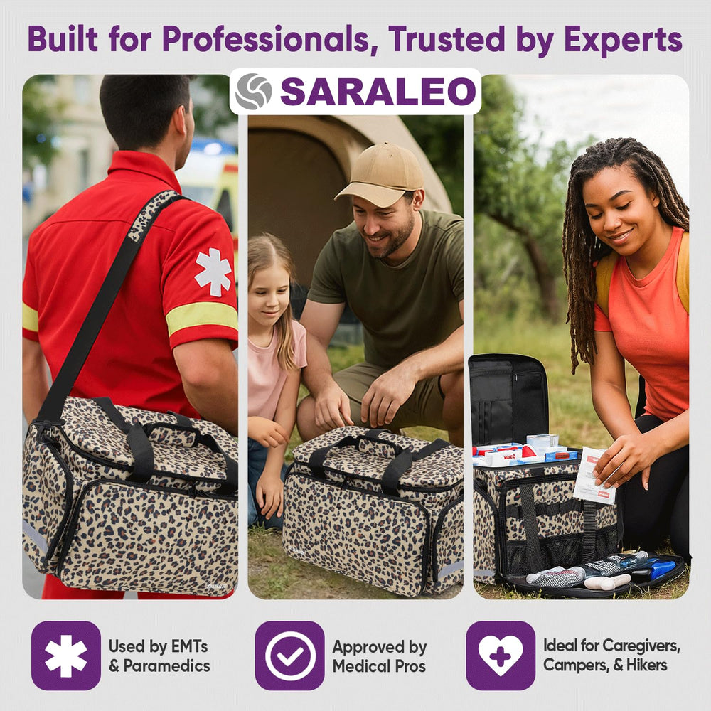 SARALEO Leopard bag compact size fitting easily in car and clinic bags