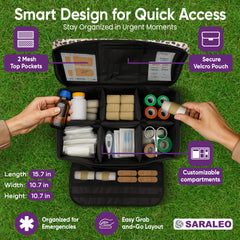 SARALEO Leopard Bag Organizer main compartment with 11 pockets enabling efficient kit organization