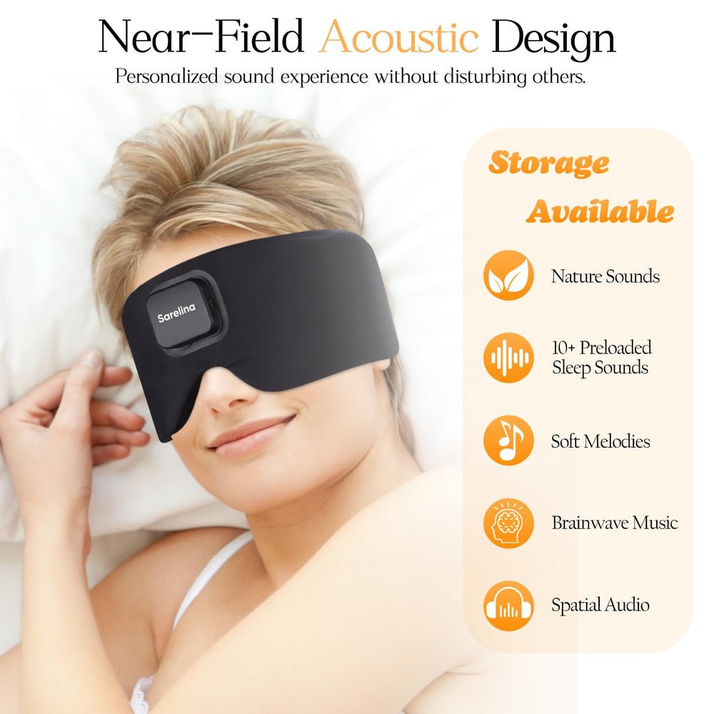 Sarelina sleep mask built-in speakers deliver immersive audio with reduced leakage