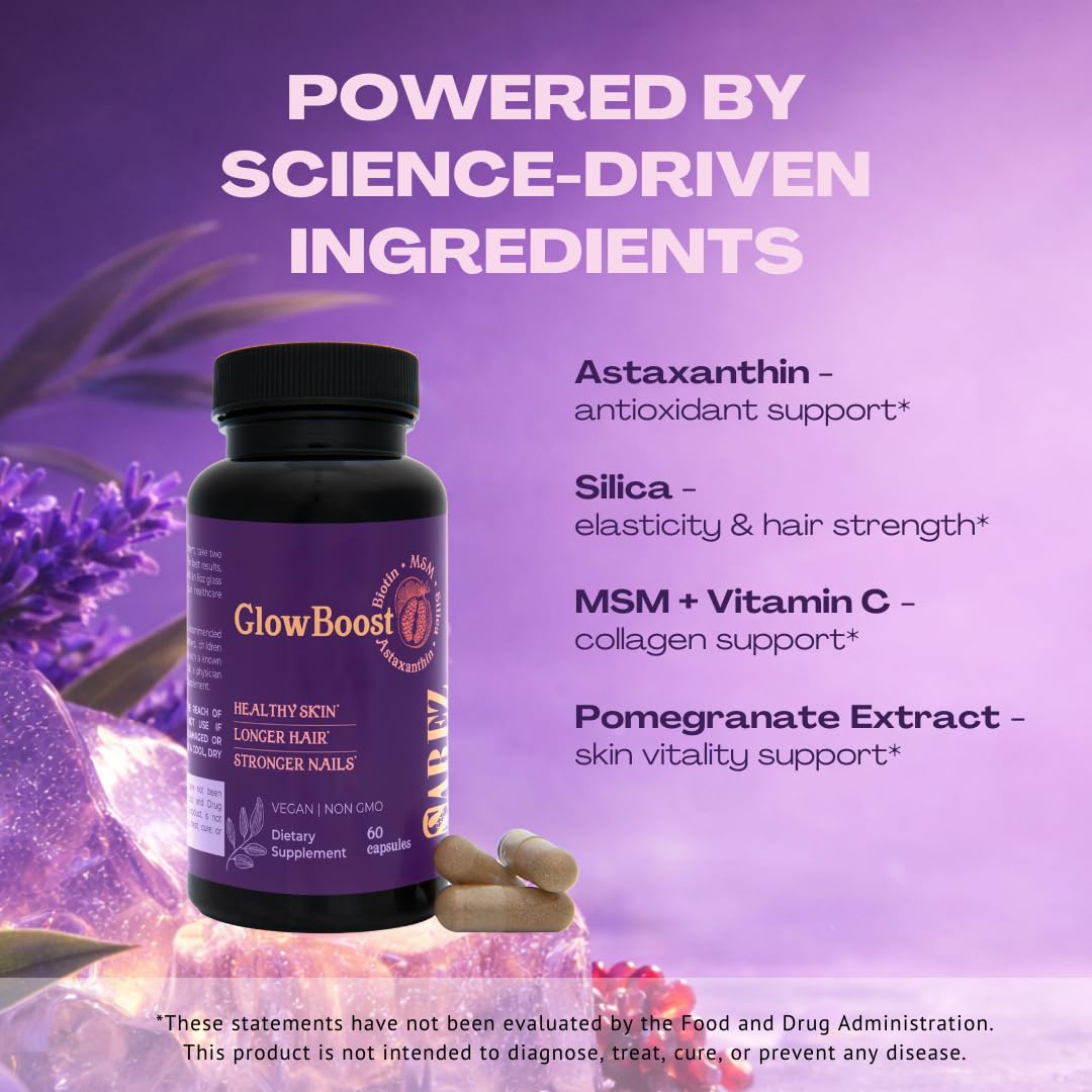 Sarez GlowBoost astaxanthin and pomegranate panel highlights antioxidant blend