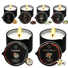Sariiraw 6-pack massage candle set in a tidy display for home spa use