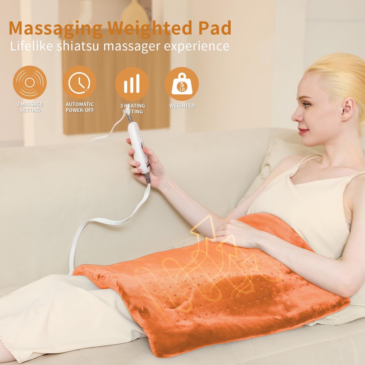 SAROO pad with three heat settings provides customizable warmth.