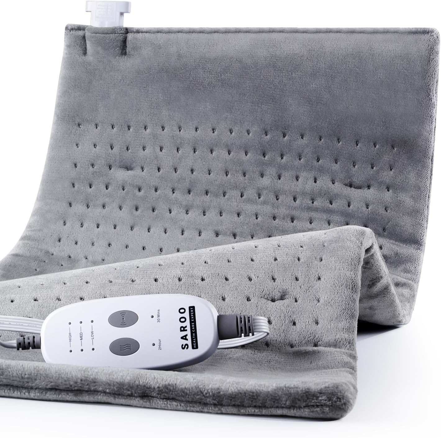SAROO heating pad front view for portable back and neck relief at home