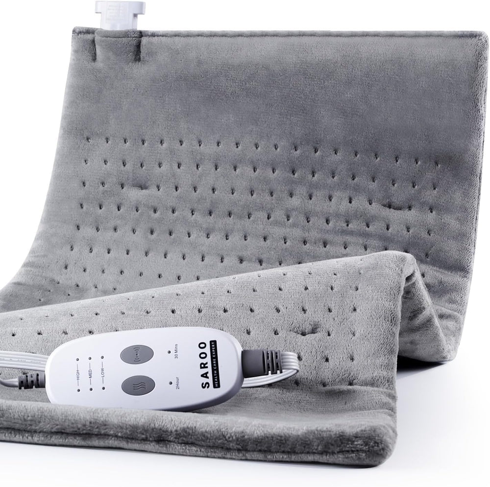 SAROO heating pad front view for portable back and neck relief at home