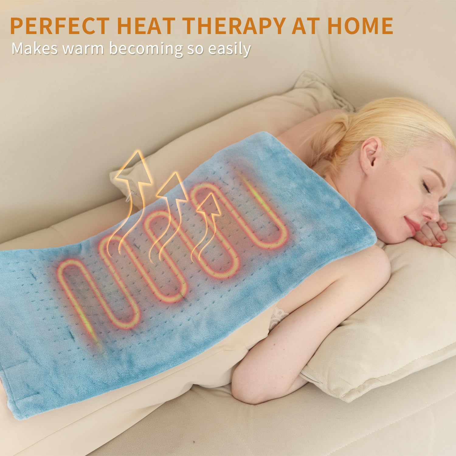 SAROO heating pad supports moist or dry heat therapy for versatile relaxation.