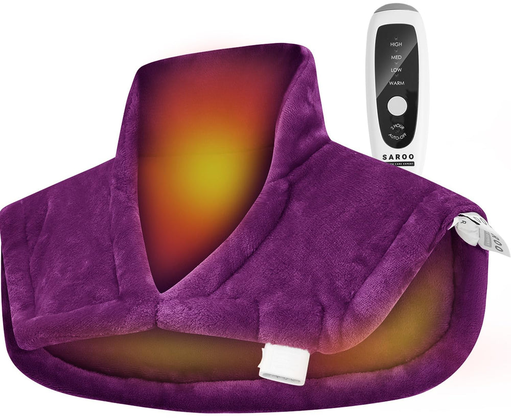 SAROO heating pad neck-shoulders-back coverage provides soothing warmth across large areas