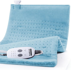 SAROO heating pad in soft velvet fabric delivers cozy warmth across 12x24 inch coverage.