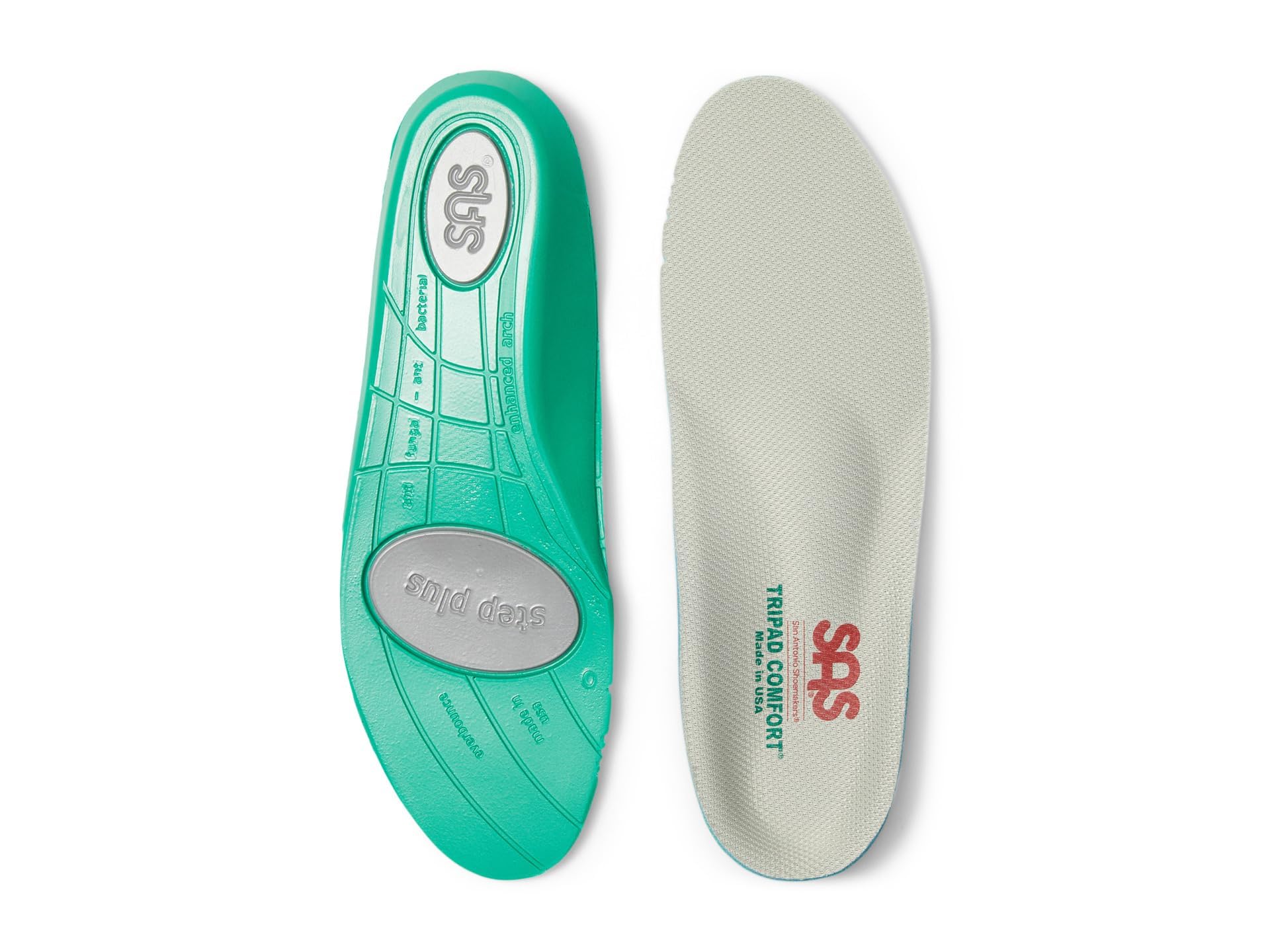 SAS Step Plus Comfort Insole forefoot pad offers responsive cushioning for all-day comfort.