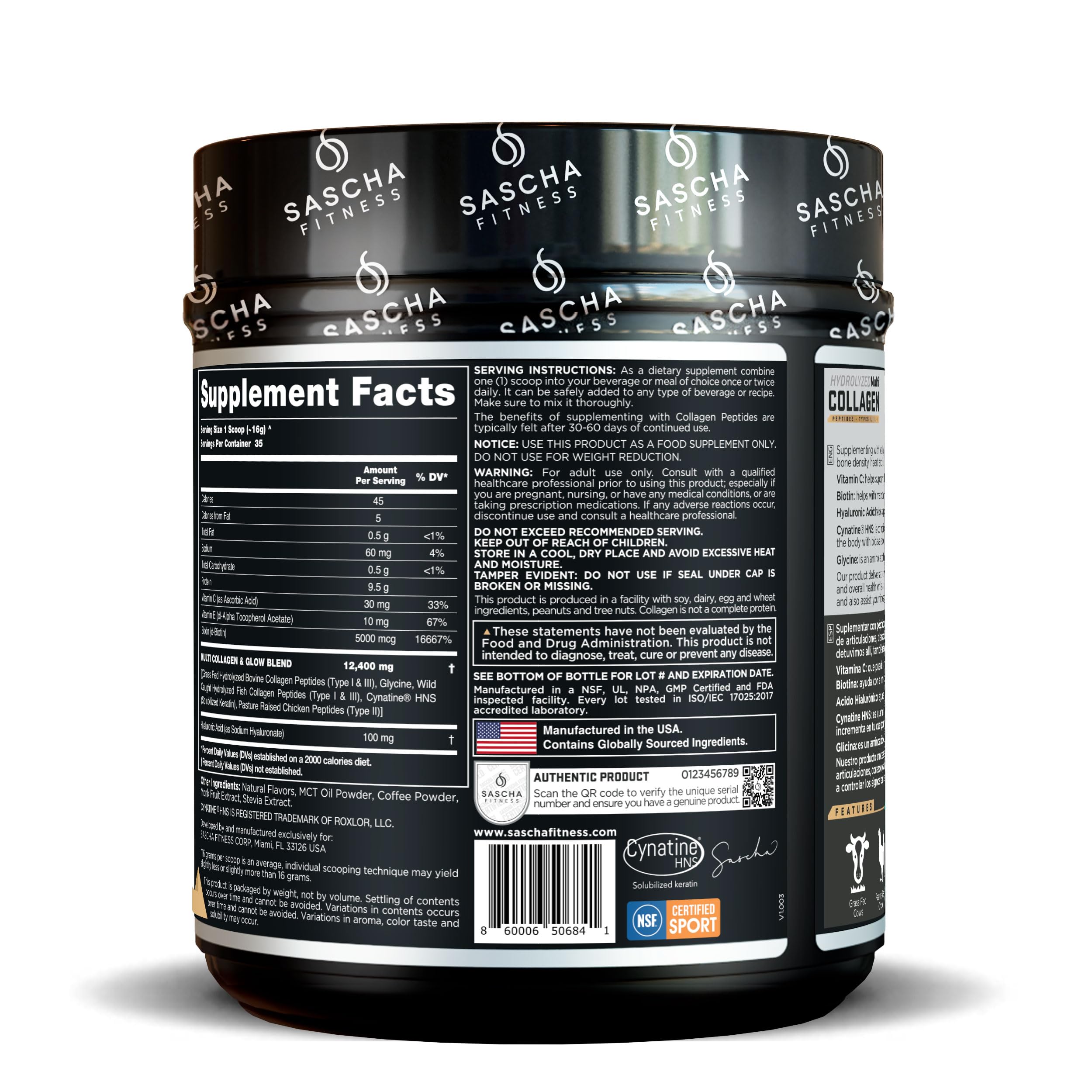 SASCHA FITNESS caramel macchiato flavored powder in a glass suggests tasty wellness routine