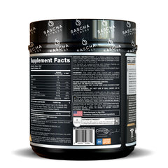 SASCHA FITNESS caramel macchiato flavored powder in a glass suggests tasty wellness routine