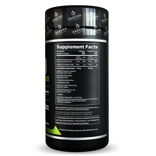 Sascha Fitness Fat-Loss Pills capsules closeup highlighting vegan formula for natural support.